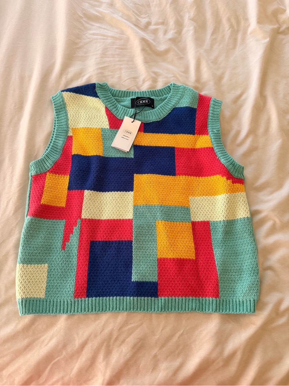 Cider Mint Multi Geometric Knit Vest